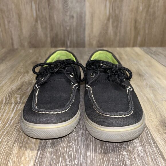 Sperry Top-Sider Halyard Loafers Youth US Size 3 Black Green Canvas Boat Shoes - Picture 3 of 11